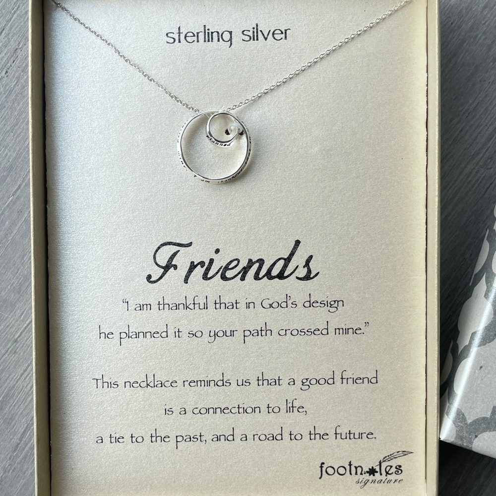 Sterling Silver Friends Infinity Charm Necklace With Engraved Message